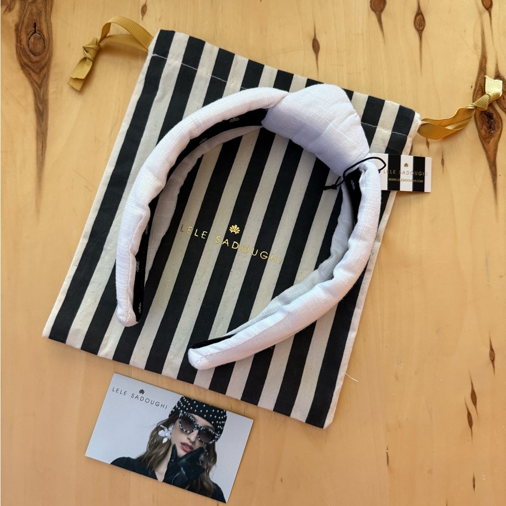 LELE SADOUGHI HEADBAND LINNEN KNOTTED WHITE NWT